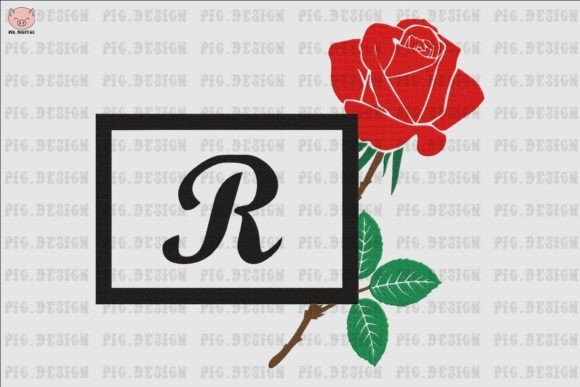 Rose Font R: Elegant Embroidery for Gifts